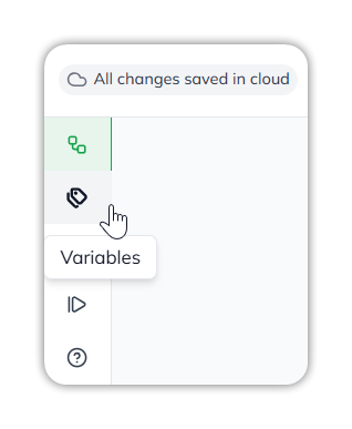 The flow builder rail with the Variables icon highlighted and its tooltip